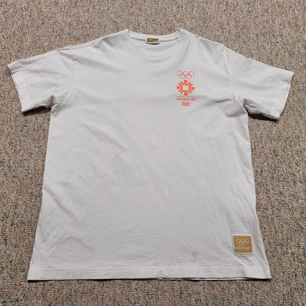Kith Sarajevo 84 Heritage Olympic Tee Mens Size Large White Short Sleeve Shirt